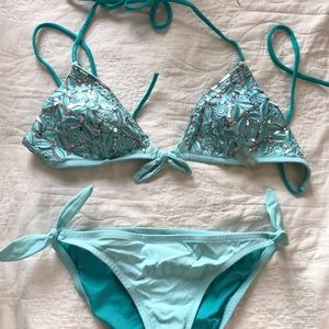 Victoria’s Secret Turquoise Sequined Bikini
